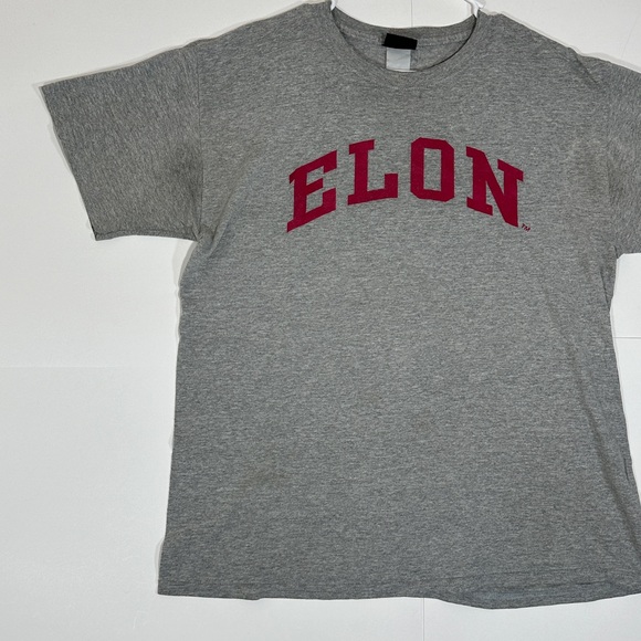 Vintage Elon University Phoenix T-Shirt Elon College Gray Large Distressed 1990s - Picture 2 of 13